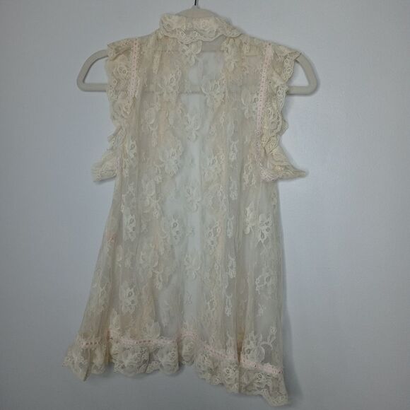 Vintage Emil Bole Ivory lace sleepwear cardigan size medium - Picture 6 of 6